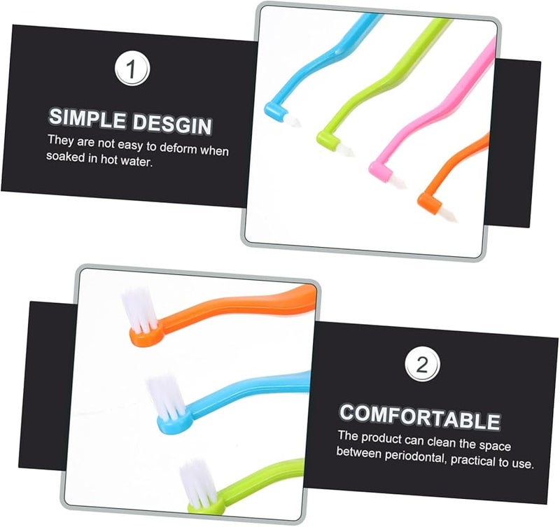 Minkissy 4pcs Double Headed Interdental Brushes Blue Green Orange Pink for Braces Dentures - Image 3